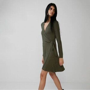 Express Striped Green Wrap Dress